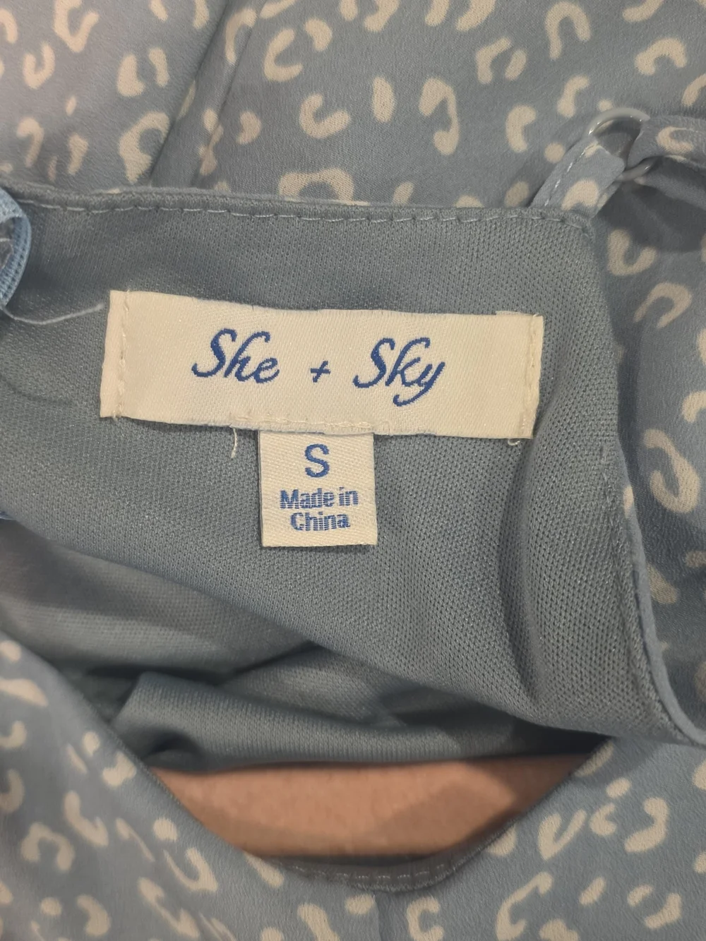 She + Sky Light Blue Leopard-Print Tie-Front Jumpsuit